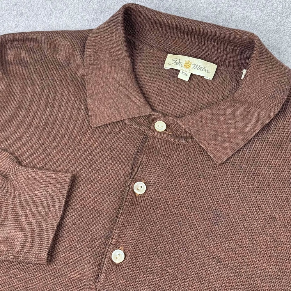 VTG Peter Millar Men's Size XXL Wool Silk‎ Cashmere Long Sleeve Polo - READ